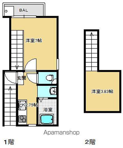 アーディーハイツⅡ(1K/2階)の間取り写真