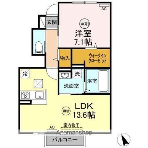 GRACE Ⅰ(1LDK/1階)の間取り写真
