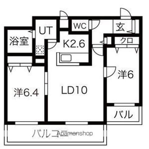 シャトーアネックス(2LDK/1階)の間取り写真