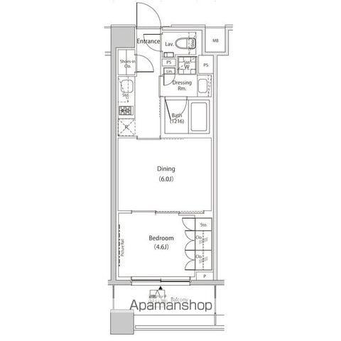 ザ・パークハビオ目黒プレイス(1DK/7階)の間取り写真