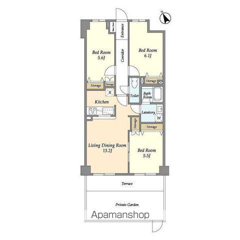 パークレジデンス市川(3LDK/2階)の間取り写真