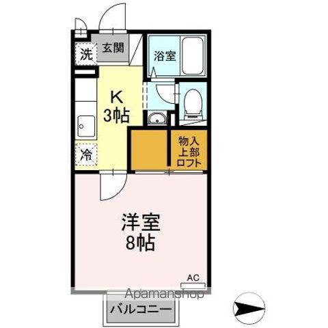 プレム中里Ⅲ(1K/2階)の間取り写真