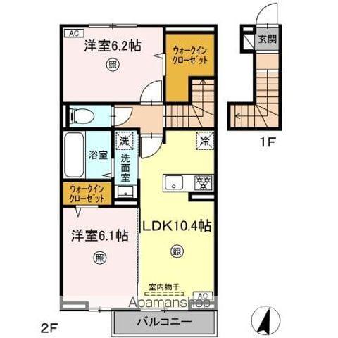 ロイヤルタウン上峰 C(2LDK/2階)の間取り写真