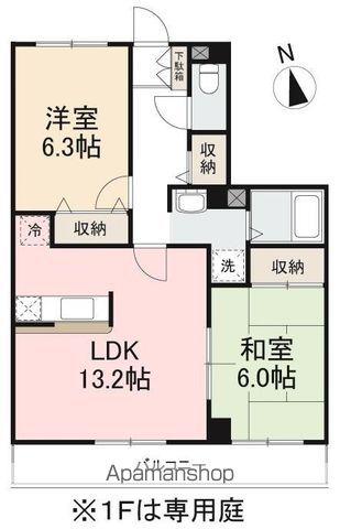 フィネス宮脇(2LDK/2階)の間取り写真