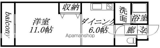 ガーデングローブ(1DK/3階)の間取り写真