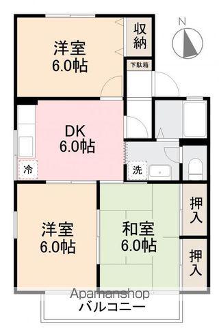 カトルメゾン北館・南館(3DK/1階)の間取り写真