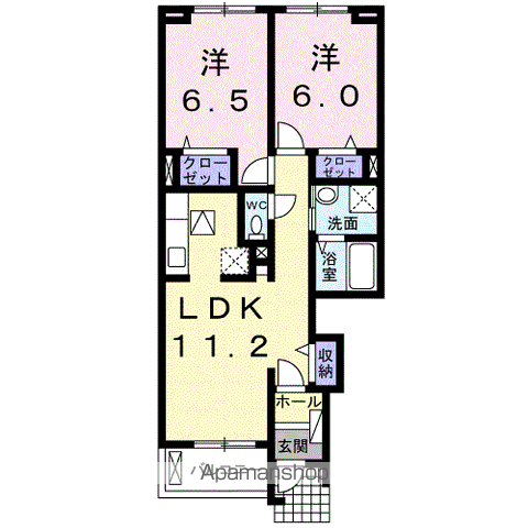 カレント ベル(2LDK/1階)の間取り写真