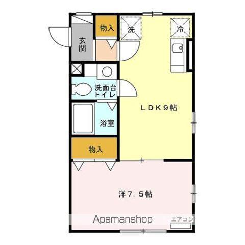 CREST西小針台(1LDK/1階)の間取り写真