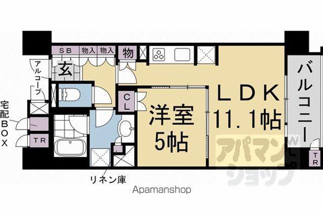 ブランズ京都河原町通(1LDK/8階)の間取り写真