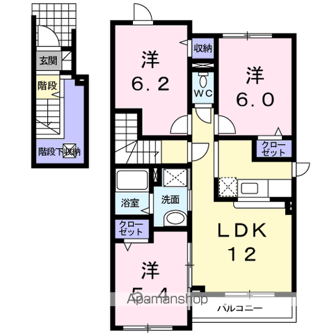 アルドールⅡ(3LDK/2階)の間取り写真