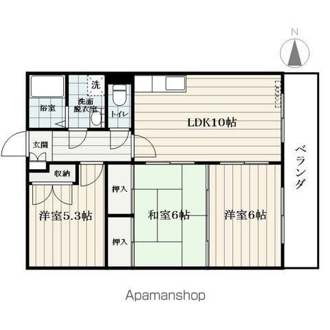 TAIYOマンション(3LDK/3階)の間取り写真