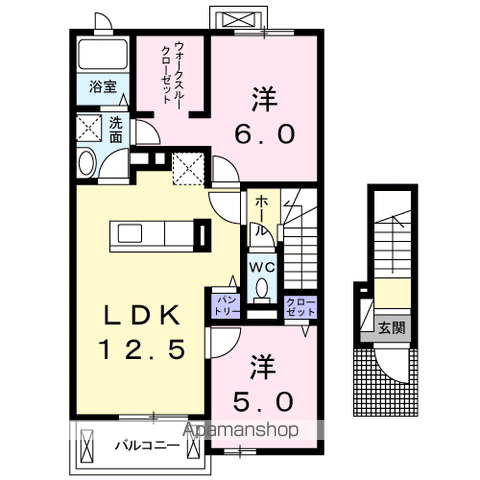 リッチ フィールド(2LDK/2階)の間取り写真