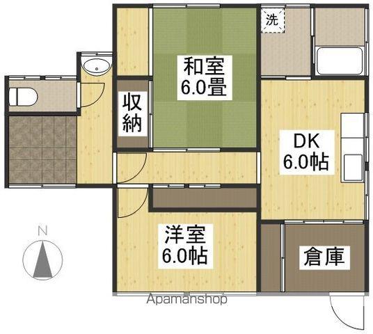 赤穂線 西大寺駅 徒歩20分 1階建 築58年(2DK)の間取り写真