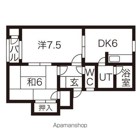 フリーデンC(2DK/1階)の間取り写真