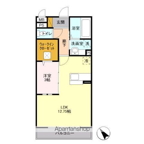 ヘリオス吉川美南 クロノス(1LDK/1階)の間取り写真