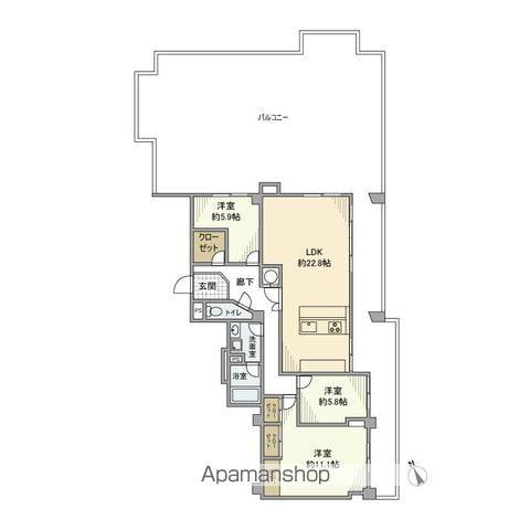三旺マンション南明(3LDK/5階)の間取り写真