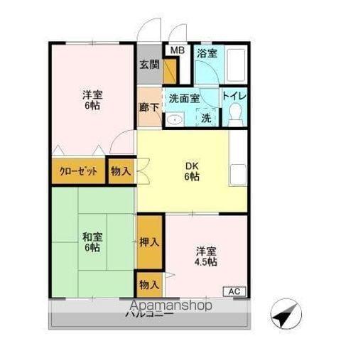 松丸第二コーポラス(3DK/1階)の間取り写真