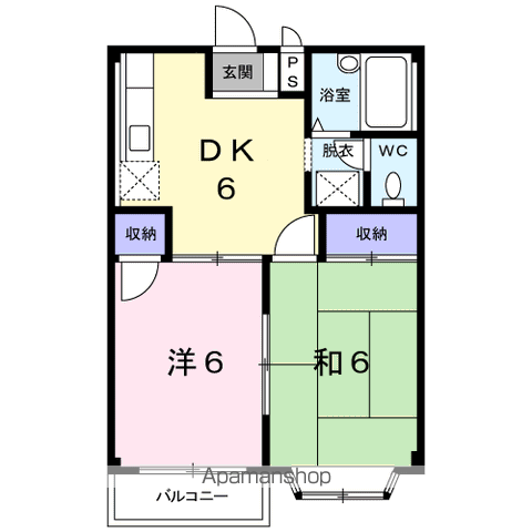 エルディム堰西(2DK/2階)の間取り写真