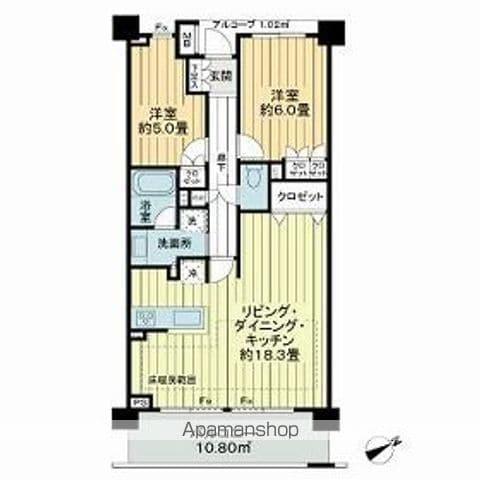 サンクタス洋光台ヒルズ(2LDK/6階)の間取り写真