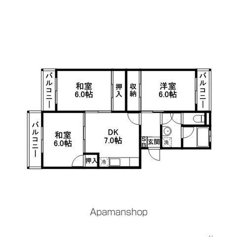 セントラルハイツ谷(3DK/1階)の間取り写真