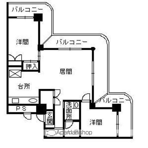 ストークマンション鹿児島(2LDK/5階)の間取り写真