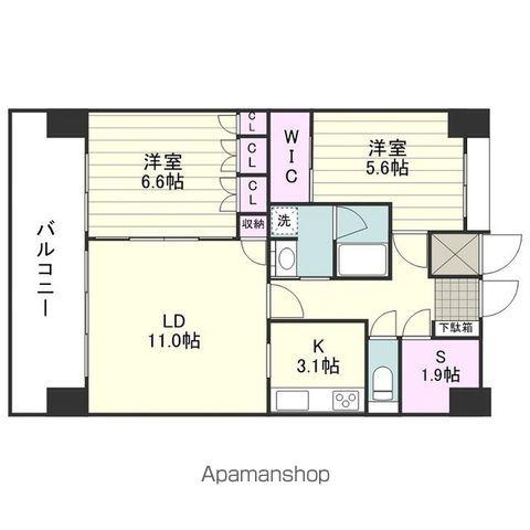 RJRプレシア郡元(2SLDK/2階)の間取り写真