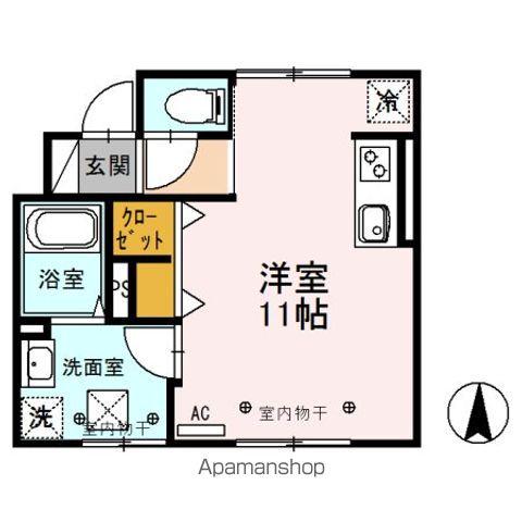 セレーノ ビオラ(ワンルーム/1階)の間取り写真