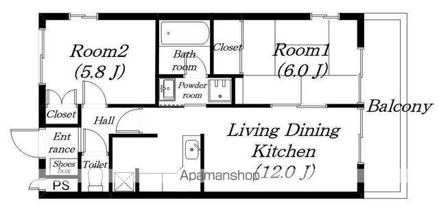 デルニエハイツ(2LDK/1階)の間取り写真