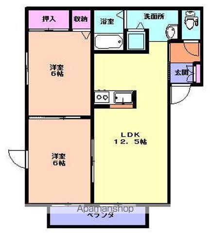 アドレ・シャンブルE(2LDK/2階)の間取り写真