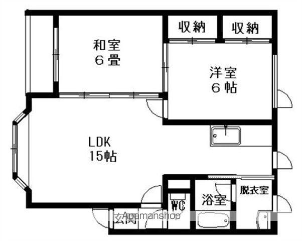 ハッピーハウス12B(2LDK/2階)の間取り写真