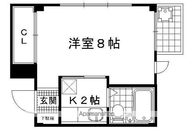 ラピスヤン東野(1K/3階)の間取り写真