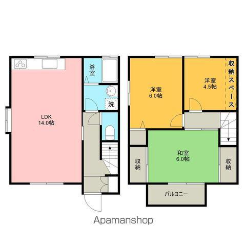 ルーミー甲府19号館(3LDK/1階)の間取り写真