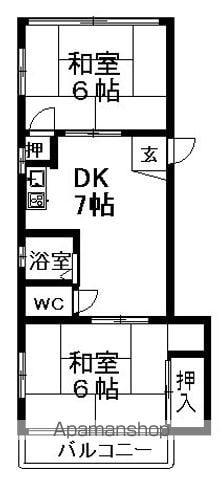 吉田アパ-ト(2DK/2階)の間取り写真
