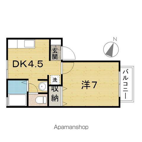 ノースウイングⅡ(1DK/1階)の間取り写真