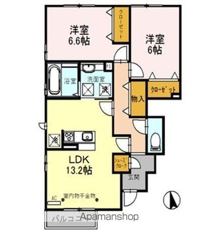 サンシャイン上冨居ⅡA(2LDK/1階)の間取り写真