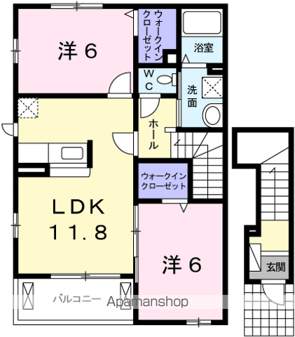 ローズミードS Ⅰ(2LDK/2階)の間取り写真