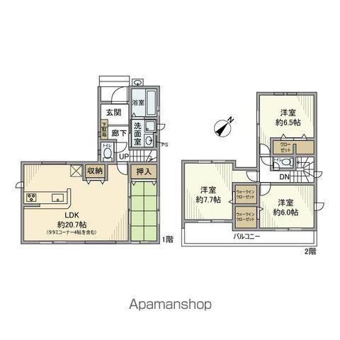 京浜東北・根岸線 大宮駅(埼玉) バス乗車時間:21分 中川天神バス停で下車 徒歩1分 2階建 築4年(3LDK)の間取り写真