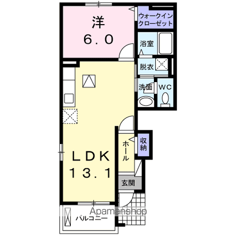 アルバータⅡ(1LDK/1階)の間取り写真