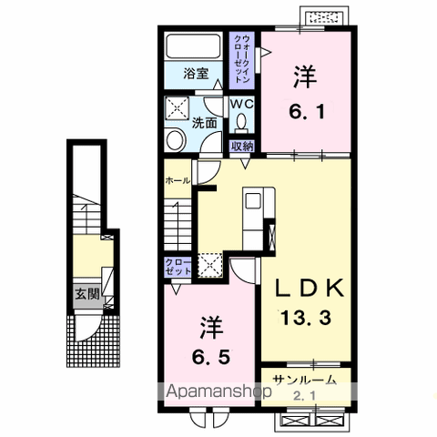 ヒカルサ新潟新津(2LDK/2階)の間取り写真