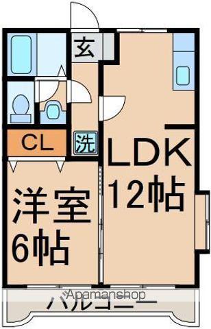 ウェルサイドマンション(1LDK/2階)の間取り写真