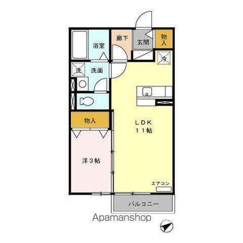 タウンコートくろい駅東 3(1LDK/2階)の間取り写真
