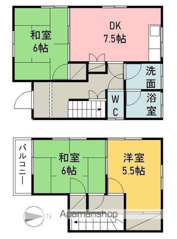 伊予鉄道横河原線 いよ立花駅 徒歩10分 2階建 築37年(3DK)の間取り写真