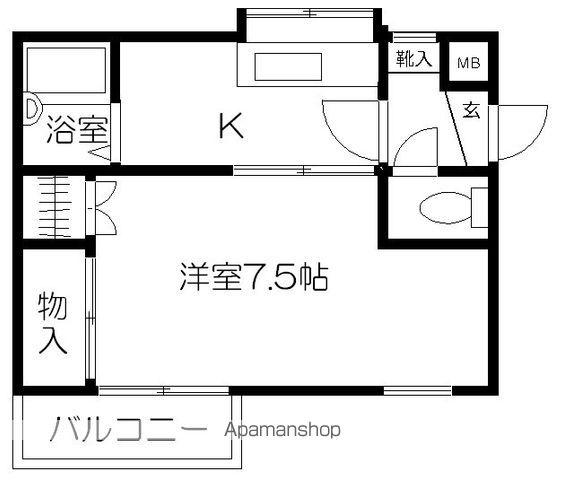 タキタハイツオーロラ(1K/3階)の間取り写真