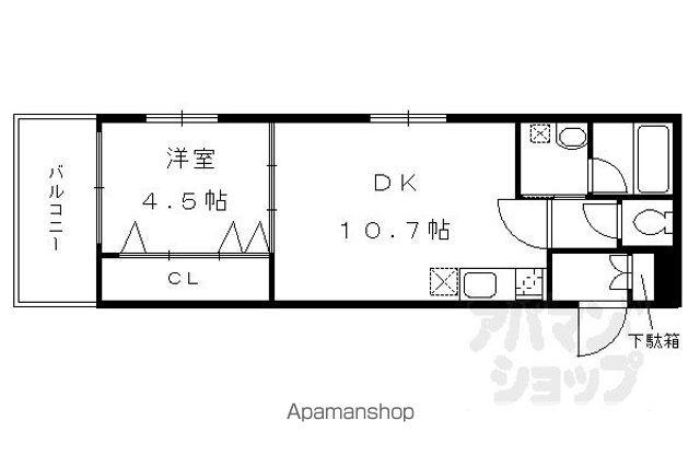 ベラジオ京都円町(1LDK/4階)の間取り写真
