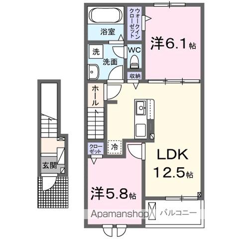 ユニゾン KⅠ(2LDK/2階)の間取り写真