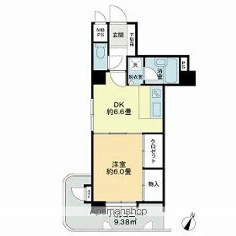 ライオンズマンション長町(1DK/8階)の間取り写真