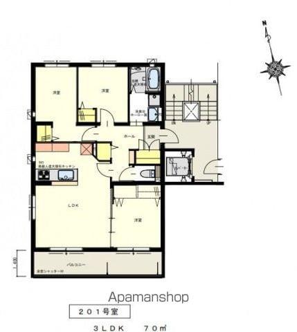 SHANGRI-LA旭園(3LDK/2階)の間取り写真