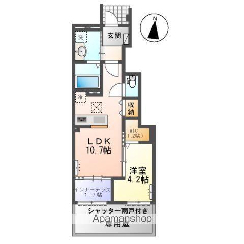 イグナスⅠ(1LDK/1階)の間取り写真