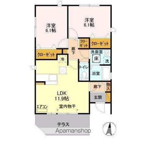 東武鉄道野田線 川間駅 徒歩7分 1階建 築14年(2LDK)の間取り写真