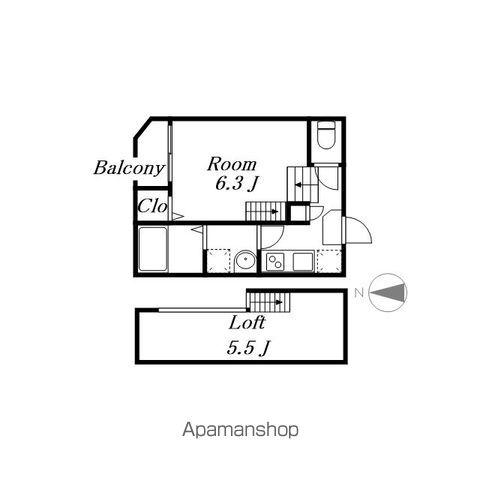 ハーモニーテラス栄イースト(1K/2階)の間取り写真